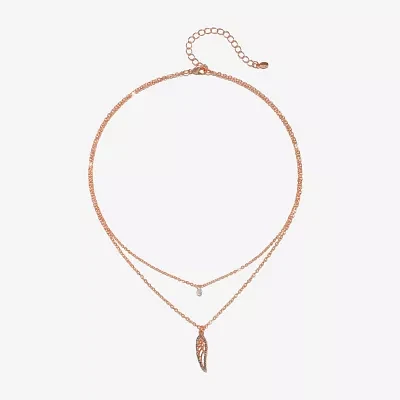 Bijoux Bar Delicates Delicates Rose Tone Glass 16 Inch Link Wing Strand Necklace