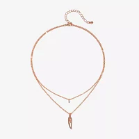 Bijoux Bar Delicates Delicates Rose Tone Glass 16 Inch Link Wing Strand Necklace