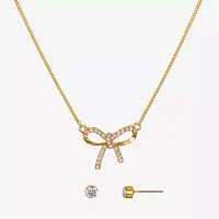 Bijoux Bar Delicates Gold Tone 2-pc. Glass Bow Jewelry Set