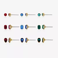 Bijoux Bar Delicates Gold Tone 9 Pair Glass Round Earring Set