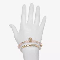 Bijoux Bar Delicates Gold Tone 2-pc. Glass Star Bracelet Set