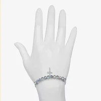 Bijoux Bar Delicates Silver Tone Glass Link Cross Chain Bracelet