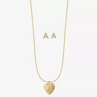 Monet Jewelry Initial Pendant Necklace And Stud Earring 2-pc. Glass Heart Set