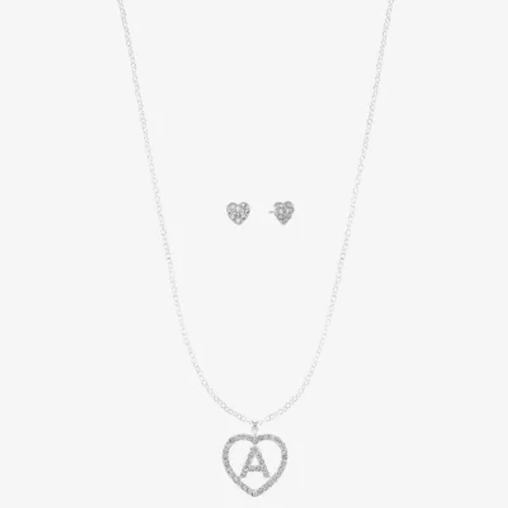 Monet Jewelry Initial Pendant Necklace And Stud Earring 2-pc. Glass Heart Set