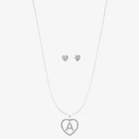 Monet Jewelry Initial Pendant Necklace And Stud Earring 2-pc. Glass Heart Set