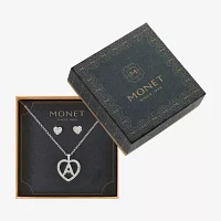 Monet Jewelry Initial Pendant Necklace And Stud Earring 2-pc. Glass Heart Set