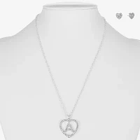 Monet Jewelry Initial Pendant Necklace And Stud Earring 2-pc. Glass Heart Set