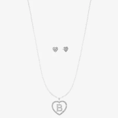 Monet Jewelry Initial Pendant Necklace And Stud Earring 2-pc. Glass Heart Set