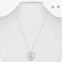 Monet Jewelry Initial Pendant Necklace And Stud Earring 2-pc. Glass Heart Set