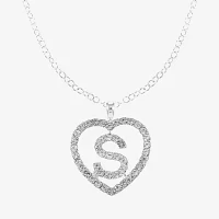 Monet Jewelry Initial Pendant Necklace And Stud Earring Glass Silver Tone Heart 2-pc. Set