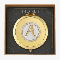 Monet Jewelry Initial Gold Tone Round Compact Mirror