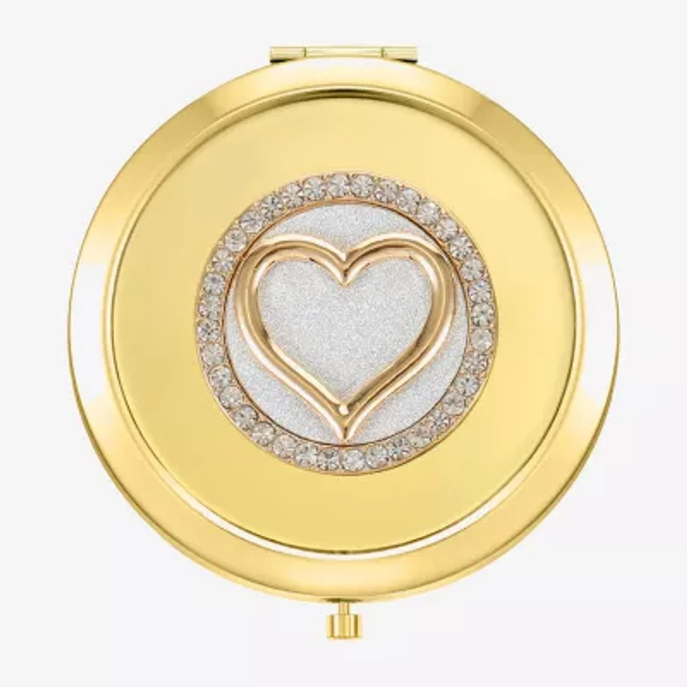 Monet Jewelry Initial Gold Tone Heart Compact Mirror