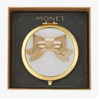 Monet Jewelry Gold Tone Bow Compact Mirror