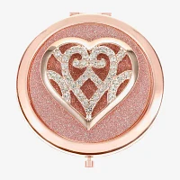 Monet Jewelry Rose Tone Heart Compact Mirror