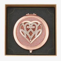 Monet Jewelry Rose Tone Heart Compact Mirror