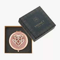 Monet Jewelry Rose Tone Heart Compact Mirror