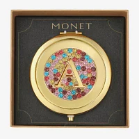 Monet Jewelry Initial Gold Tone Round Compact Mirror