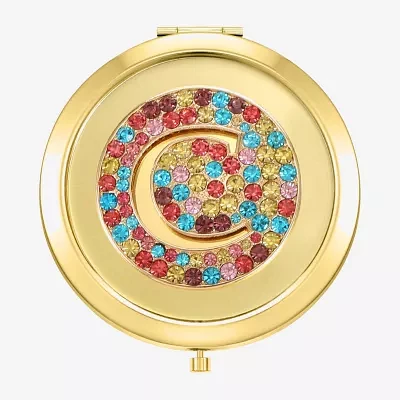 Monet Jewelry Initial Gold Tone Round Compact Mirror