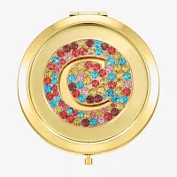 Monet Jewelry Initial Gold Tone Round Compact Mirror