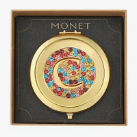 Monet Jewelry Initial Gold Tone Round Compact Mirror
