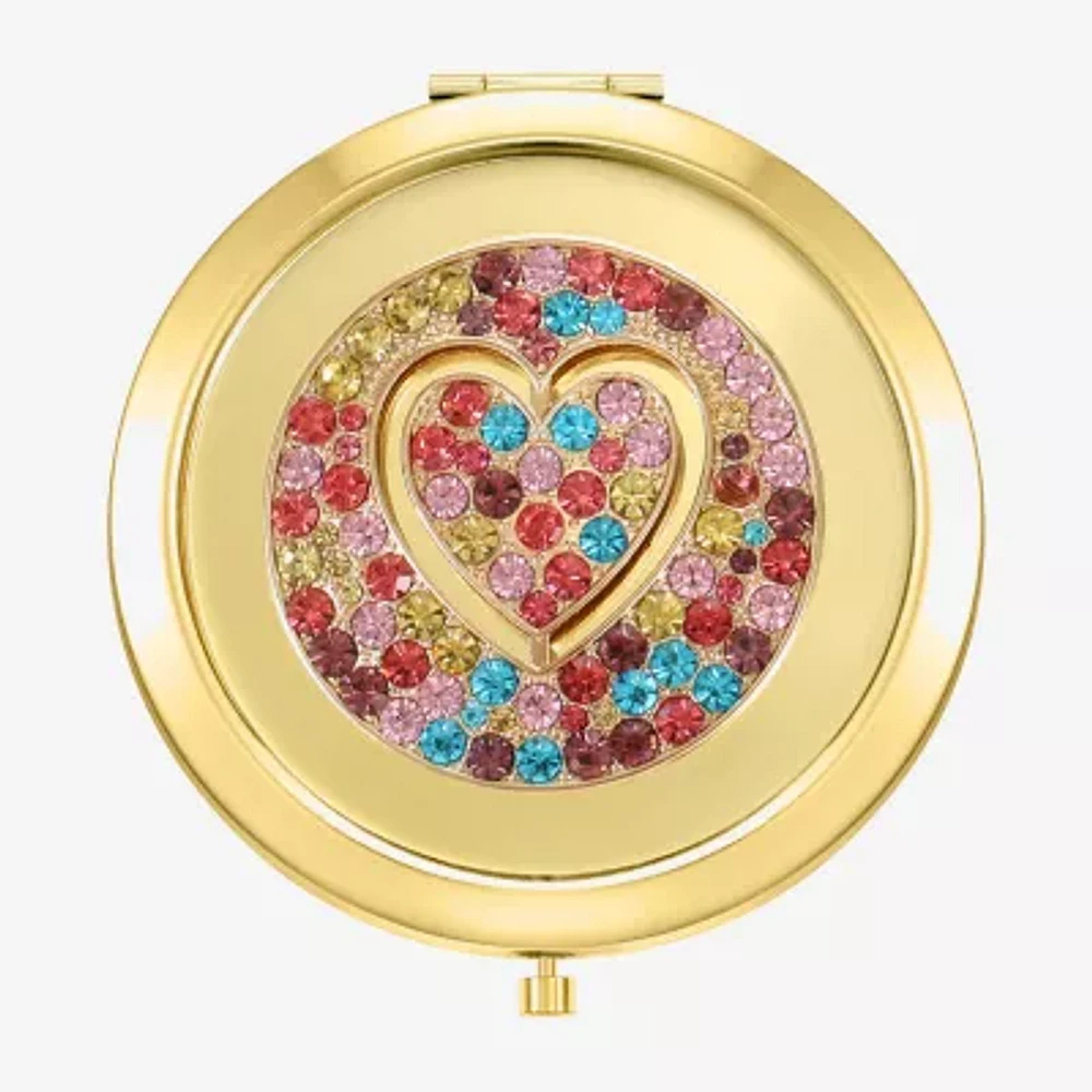 Monet Jewelry Gold Tone Round Compact Mirror