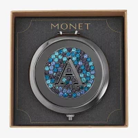 Monet Jewelry Initial Gray Round Compact Mirror