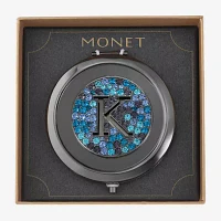 Monet Jewelry Initial Gray Round Compact Mirror