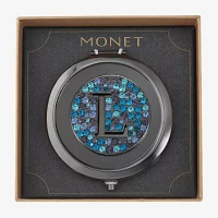 Monet Jewelry Initial Gray Round Compact Mirror