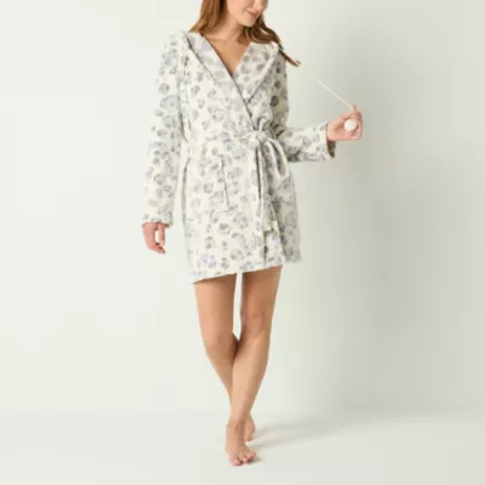 Sleep Chic Womens Fleece Long Sleeve Mid Length Robe