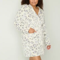 Sleep Chic Womens Plus Fleece Long Sleeve Mid Length Robe