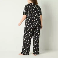 Sleep Chic Womens Plus Short Sleeve 2-pc. Pant Pajama Set