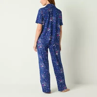 Sleep Chic Womens Short Sleeve 2-pc. Pant Pajama Set