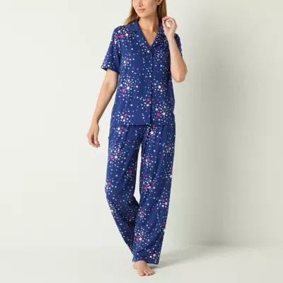 Sleep Chic Womens Short Sleeve 2-pc. Pant Pajama Set