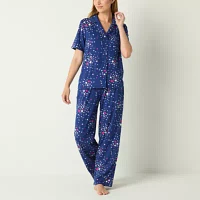 Sleep Chic Womens Short Sleeve 2-pc. Pant Pajama Set