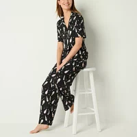 Sleep Chic Womens Short Sleeve 2-pc. Pant Pajama Set