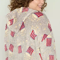 Sleep Chic Womens Plus Fleece Long Sleeve Hooded Nightshirt