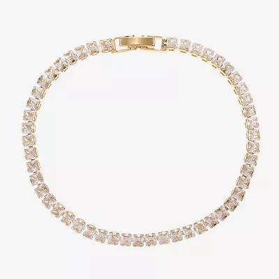 Sparkle Allure Cubic Zirconia 14K Gold Over Brass 7.5 Inch Square Tennis Bracelet