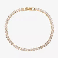 Sparkle Allure Cubic Zirconia 14K Gold Over Brass 7.5 Inch Square Tennis Bracelet