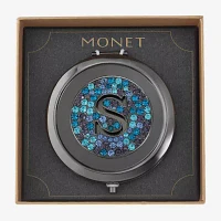 Monet Jewelry Initial Gray Round Compact Mirror