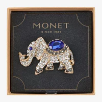 Monet Jewelry Elephant Blue Glass Pin