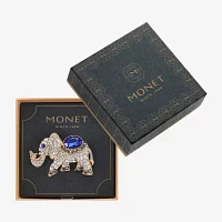 Monet Jewelry Elephant Blue Glass Pin