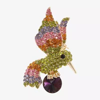 Monet Jewelry Hummingbird Multi Color Glass Pin