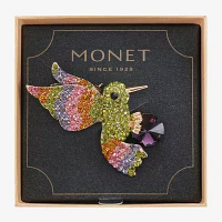 Monet Jewelry Hummingbird Multi Color Glass Pin