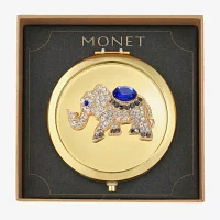 Monet Jewelry Elephant Gold Tone Compact Mirror