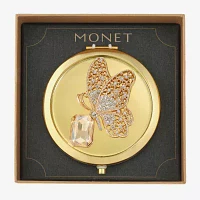 Monet Jewelry Gold Tone Butterfly Compact Mirror