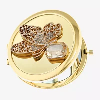 Monet Jewelry Gold Tone Butterfly Compact Mirror