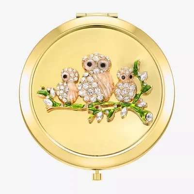 Monet Jewelry Owls Gold Tone Compact Mirror