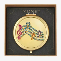 Monet Jewelry Music Notes Gold Tone Compact Mirror