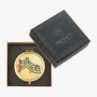 Monet Jewelry Music Notes Gold Tone Compact Mirror