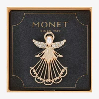 Monet Jewelry Gold Tone Glass Pin